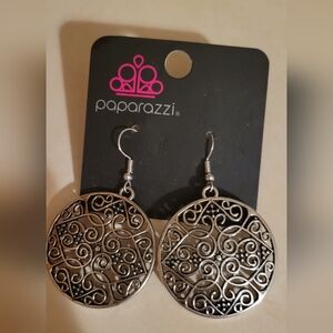 Paparazzi Intricate Silver Circle Earrings